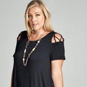 Black Tunic with Open Shoulder Detail